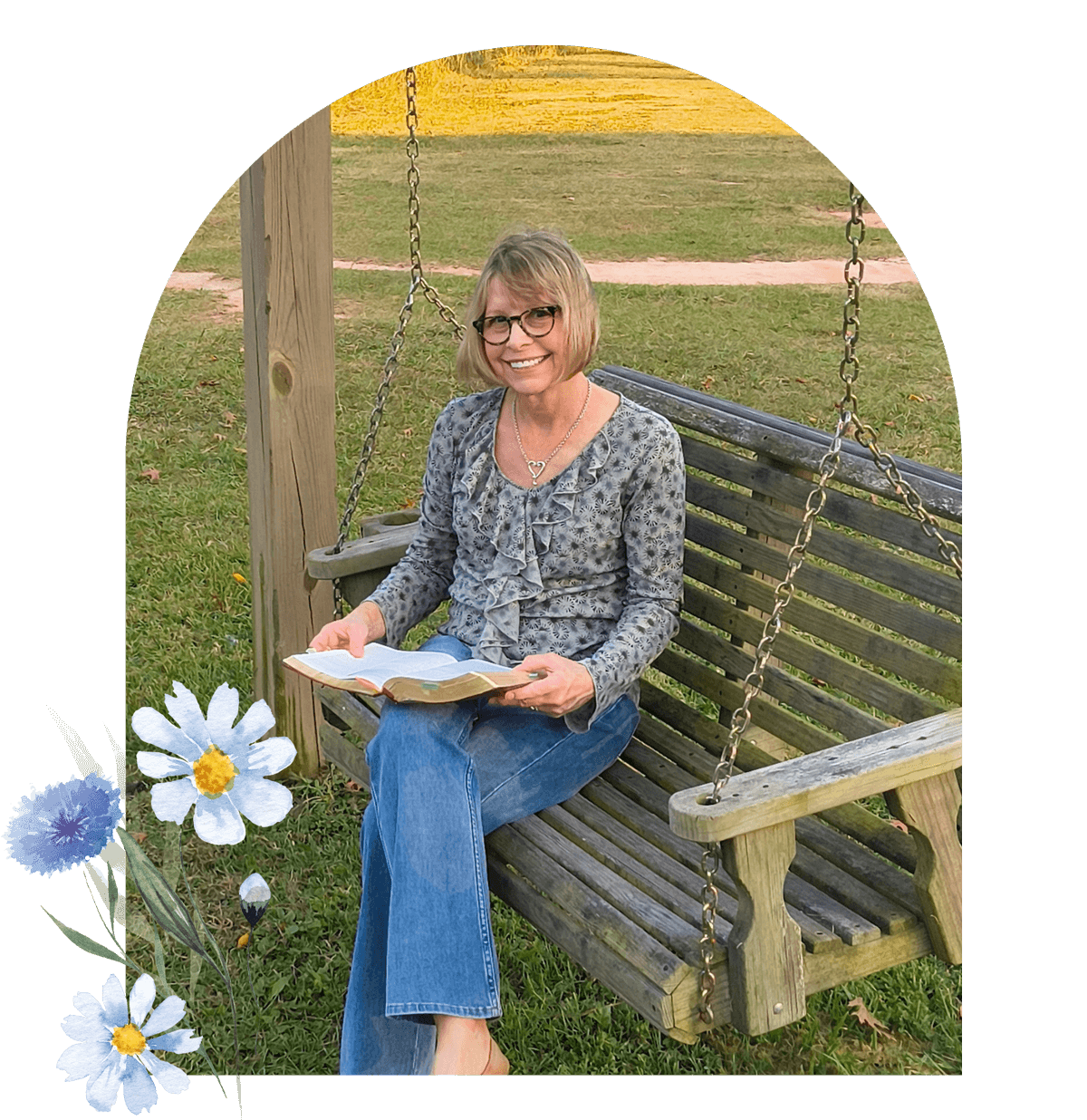 Terri Hutchinson sitting on a bench